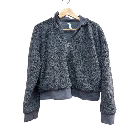 Fabletics Gray Fleece Waist Length Pullover Small - Picture 1 of 5